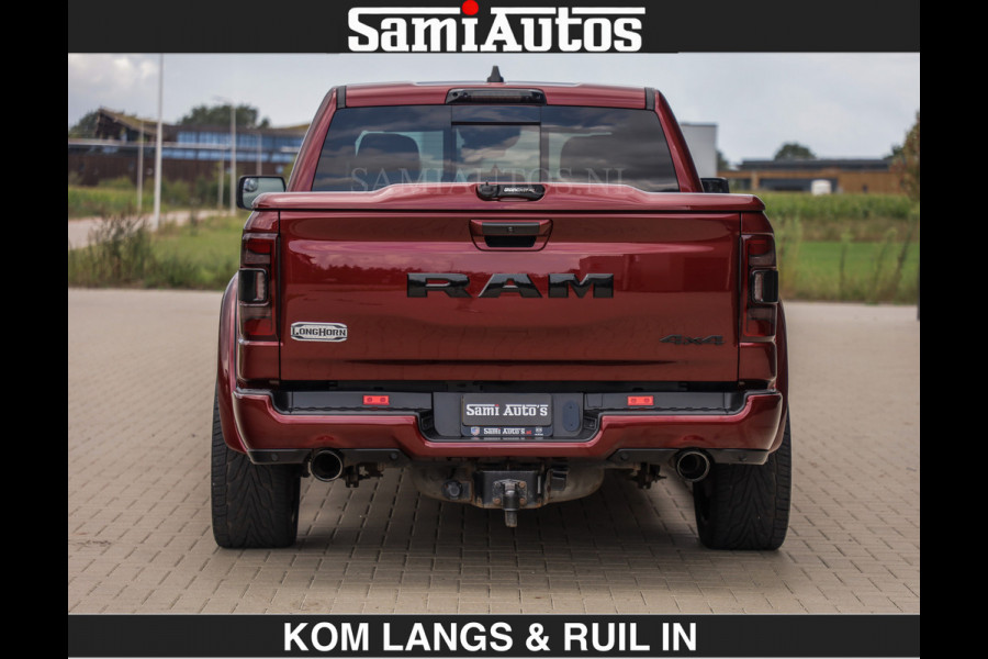 Dodge Ram LONGHORN | WIDE BODY | 5.7 V8 | BREDE WIELEN | BOM VOL | HUD | BRUIN LEDER | LUCHTVERING | PANODAK | RONDOM CAMERA | OPEN UITLAA DUBBELE CABINE | 5 PERSOONS | CREW CAB DC | SPECIAL ONE | DEALER ONDERHOUDEN | Eerste eigenaar |