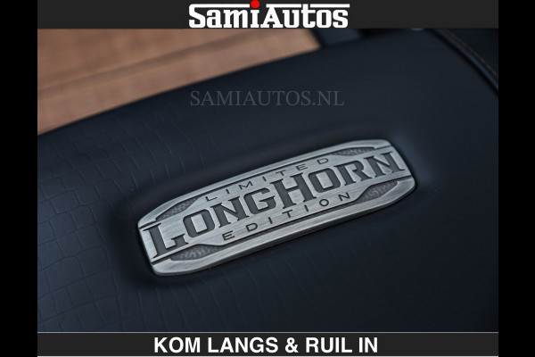 Dodge Ram LONGHORN | WIDE BODY | 5.7 V8 | BREDE WIELEN | BOM VOL | HUD | BRUIN LEDER | LUCHTVERING | PANODAK | RONDOM CAMERA | OPEN UITLAA DUBBELE CABINE | 5 PERSOONS | CREW CAB DC | SPECIAL ONE | DEALER ONDERHOUDEN | Eerste eigenaar |