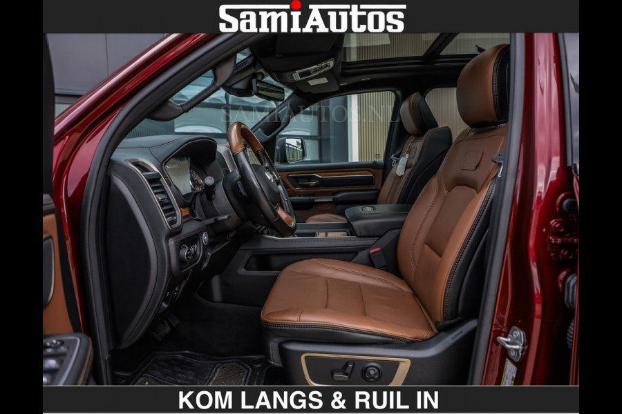 Dodge Ram LONGHORN | WIDE BODY | 5.7 V8 | BREDE WIELEN | BOM VOL | HUD | BRUIN LEDER | LUCHTVERING | PANODAK | RONDOM CAMERA | OPEN UITLAA DUBBELE CABINE | 5 PERSOONS | CREW CAB DC | SPECIAL ONE | DEALER ONDERHOUDEN | Eerste eigenaar |