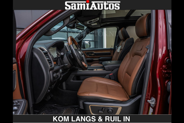 Dodge Ram LONGHORN | WIDE BODY | 5.7 V8 | BREDE WIELEN | BOM VOL | HUD | BRUIN LEDER | LUCHTVERING | PANODAK | RONDOM CAMERA | OPEN UITLAA DUBBELE CABINE | 5 PERSOONS | CREW CAB DC | SPECIAL ONE | DEALER ONDERHOUDEN | Eerste eigenaar |