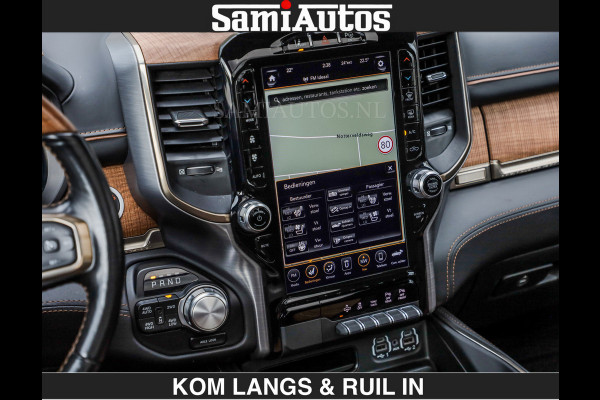 Dodge Ram LONGHORN | WIDE BODY | 5.7 V8 | BREDE WIELEN | BOM VOL | HUD | BRUIN LEDER | LUCHTVERING | PANODAK | RONDOM CAMERA | OPEN UITLAA DUBBELE CABINE | 5 PERSOONS | CREW CAB DC | SPECIAL ONE | DEALER ONDERHOUDEN | Eerste eigenaar |