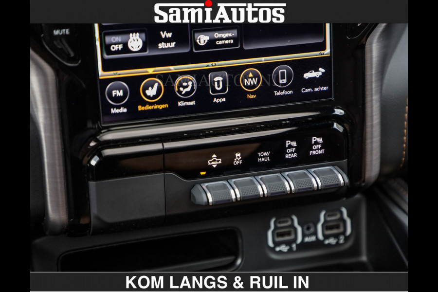 Dodge Ram LONGHORN | WIDE BODY | 5.7 V8 | BREDE WIELEN | BOM VOL | HUD | BRUIN LEDER | LUCHTVERING | PANODAK | RONDOM CAMERA | OPEN UITLAA DUBBELE CABINE | 5 PERSOONS | CREW CAB DC | SPECIAL ONE | DEALER ONDERHOUDEN | Eerste eigenaar |