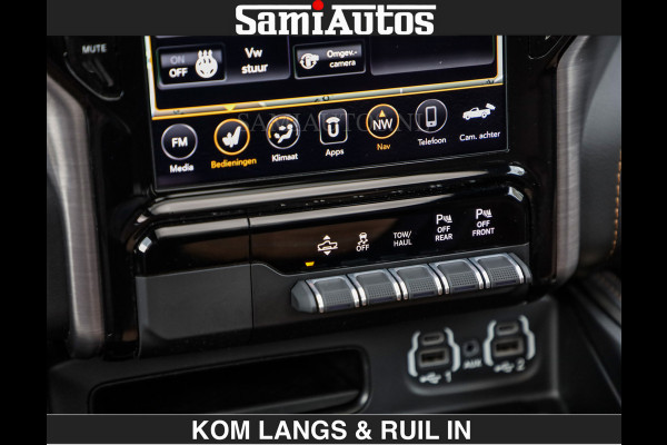 Dodge Ram LONGHORN | WIDE BODY | 5.7 V8 | BREDE WIELEN | BOM VOL | HUD | BRUIN LEDER | LUCHTVERING | PANODAK | RONDOM CAMERA | OPEN UITLAA DUBBELE CABINE | 5 PERSOONS | CREW CAB DC | SPECIAL ONE | DEALER ONDERHOUDEN | Eerste eigenaar |
