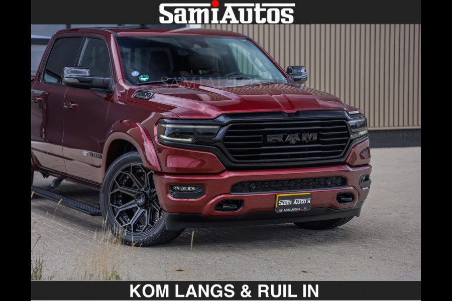 Dodge Ram LONGHORN | WIDE BODY | 5.7 V8 | BREDE WIELEN | BOM VOL | HUD | BRUIN LEDER | LUCHTVERING | PANODAK | RONDOM CAMERA | OPEN UITLAA DUBBELE CABINE | 5 PERSOONS | CREW CAB DC | SPECIAL ONE | DEALER ONDERHOUDEN | Eerste eigenaar |
