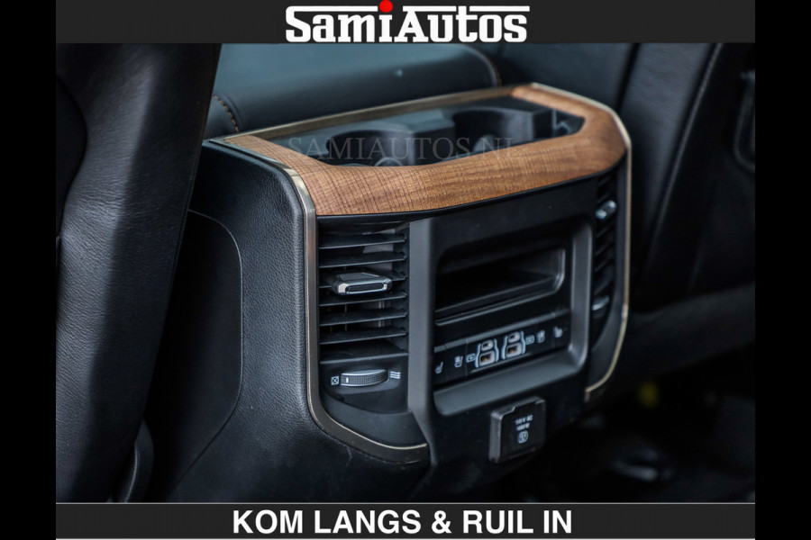 Dodge Ram LONGHORN | WIDE BODY | 5.7 V8 | BREDE WIELEN | BOM VOL | HUD | BRUIN LEDER | LUCHTVERING | PANODAK | RONDOM CAMERA | OPEN UITLAA DUBBELE CABINE | 5 PERSOONS | CREW CAB DC | SPECIAL ONE | DEALER ONDERHOUDEN | Eerste eigenaar |