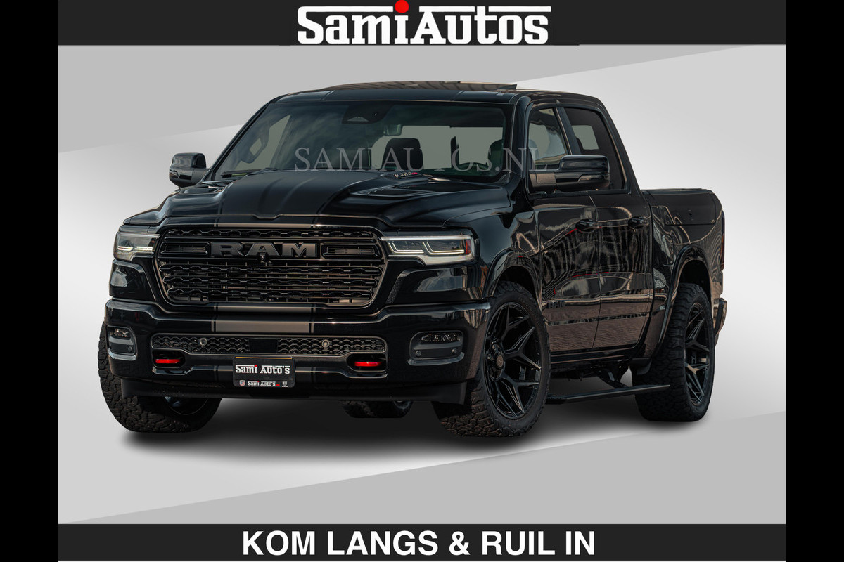 Dodge Ram Limited H.O 540PK 706Nm | Massage + Full Option | De Meest Luxe en Volle Pick-Up in zijn Klasse | Comfortabele Dubbele Cabine met Royale 5 Zitplaatsen | BPM vrij | Nu Leverbaar uit Voorraad | Voorraad Nr 2326 - 5169 | De specialist in Amerikaanse pick‑ups in Nederland en Europa.