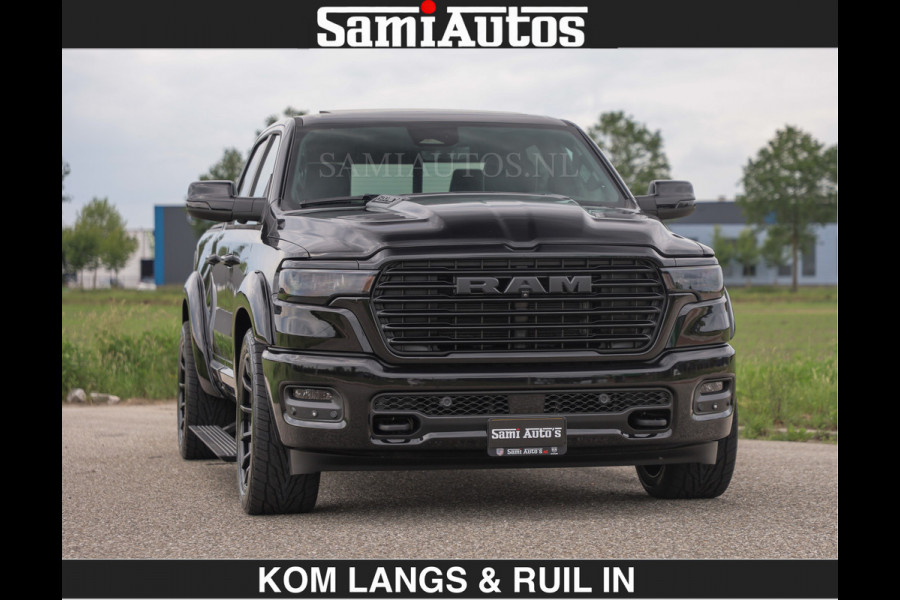 Dodge Ram BOM VOL | Night Premium | Full Option | De Meest Luxe Pick-Up in zijn Klasse | Comfortabele Dubbele Cabine met Royale 5 Zitplaatsen | BPM vrij | Nu Leverbaar uit Voorraad | Voorraad Nr 2287 - 3384 | De specialist in Amerikaanse pick‑ups in Nederland en Europa.