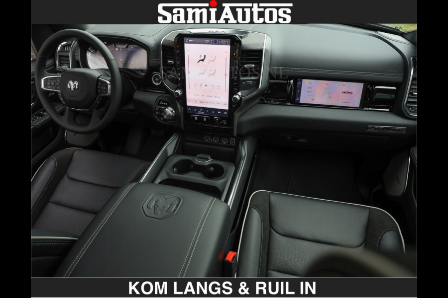 Dodge Ram BOM VOL | Night Premium | Full Option | De Meest Luxe Pick-Up in zijn Klasse | Comfortabele Dubbele Cabine met Royale 5 Zitplaatsen | BPM vrij | Nu Leverbaar uit Voorraad | Voorraad Nr 2287 - 3384 | De specialist in Amerikaanse pick‑ups in Nederland en Europa.