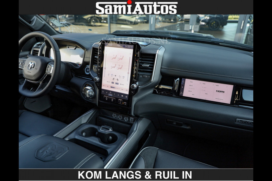 Dodge Ram BOM VOL | Night Premium | Full Option | De Meest Luxe Pick-Up in zijn Klasse | Comfortabele Dubbele Cabine met Royale 5 Zitplaatsen | BPM vrij | Nu Leverbaar uit Voorraad | Voorraad Nr 2287 - 3384 | De specialist in Amerikaanse pick‑ups in Nederland en Europa.