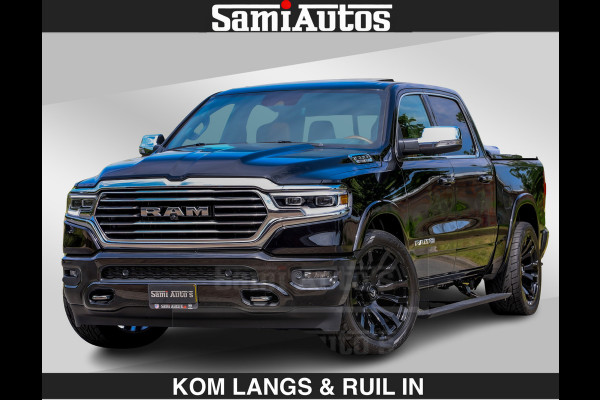 Dodge Ram LONGHORN BRUIN LEDER 5,7L V8 HEMI | VIRTUAL | HEAD UP | PANODAK | LUCHTVERING | BOM VOL | DC | 402 PK | CREW CAB | DUBBELE CABINE | 4X4 | 5 PERSOONS | GRIJSKENTEKEN | LIMITED