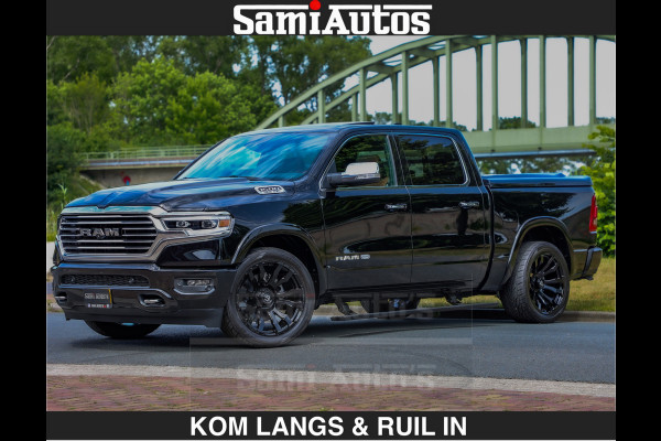 Dodge Ram LONGHORN BRUIN LEDER 5,7L V8 HEMI | VIRTUAL | HEAD UP | PANODAK | LUCHTVERING | BOM VOL | DC | 402 PK | CREW CAB | DUBBELE CABINE | 4X4 | 5 PERSOONS | GRIJSKENTEKEN | LIMITED