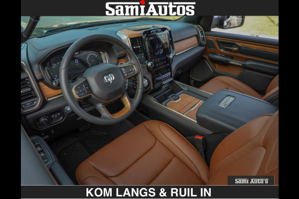 Dodge Ram LONGHORN BRUIN LEDER 5,7L V8 HEMI | VIRTUAL | HEAD UP | PANODAK | LUCHTVERING | BOM VOL | DC | 402 PK | CREW CAB | DUBBELE CABINE | 4X4 | 5 PERSOONS | GRIJSKENTEKEN | LIMITED