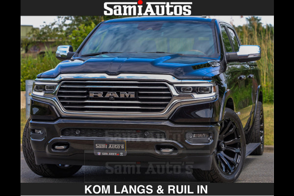 Dodge Ram LONGHORN BRUIN LEDER 5,7L V8 HEMI | VIRTUAL | HEAD UP | PANODAK | LUCHTVERING | BOM VOL | DC | 402 PK | CREW CAB | DUBBELE CABINE | 4X4 | 5 PERSOONS | GRIJSKENTEKEN | LIMITED