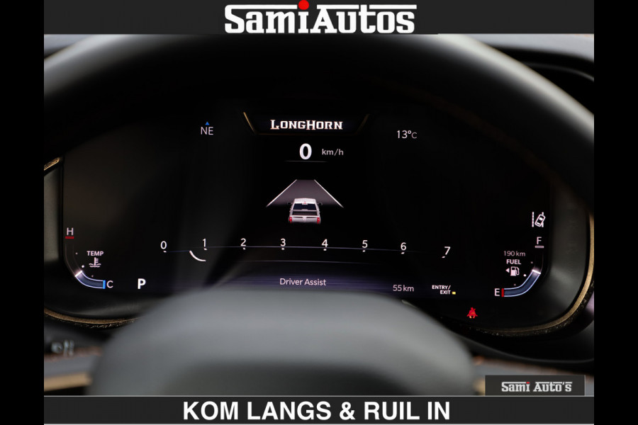 Dodge Ram LONGHORN BRUIN LEDER 5,7L V8 HEMI | VIRTUAL | HEAD UP | PANODAK | LUCHTVERING | BOM VOL | DC | 402 PK | CREW CAB | DUBBELE CABINE | 4X4 | 5 PERSOONS | GRIJSKENTEKEN | LIMITED