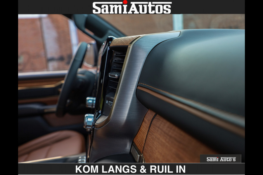 Dodge Ram LONGHORN BRUIN LEDER 5,7L V8 HEMI | VIRTUAL | HEAD UP | PANODAK | LUCHTVERING | BOM VOL | DC | 402 PK | CREW CAB | DUBBELE CABINE | 4X4 | 5 PERSOONS | GRIJSKENTEKEN | LIMITED