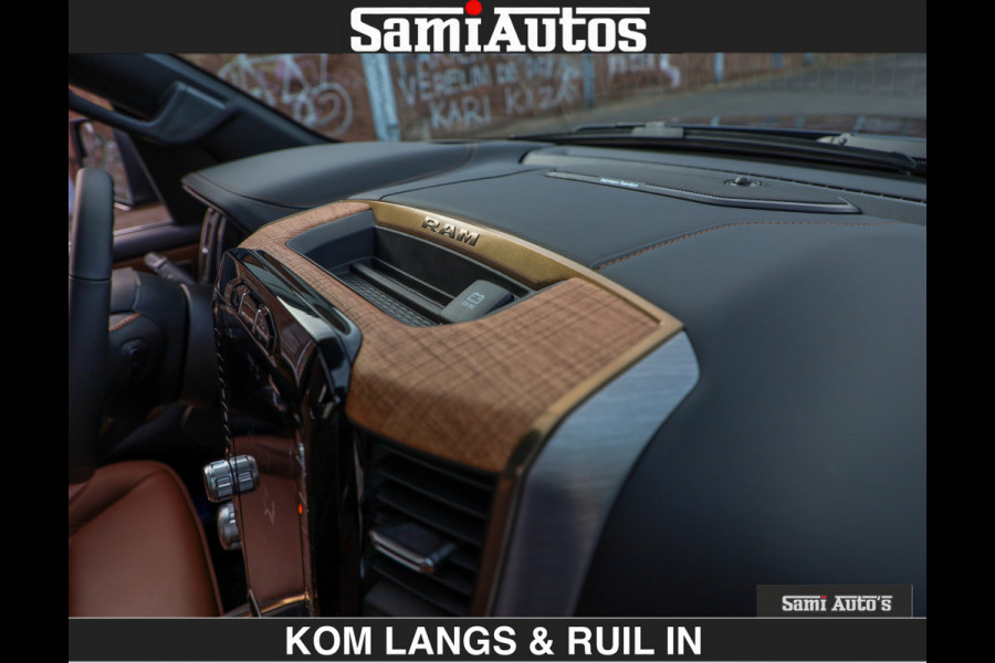 Dodge Ram LONGHORN BRUIN LEDER 5,7L V8 HEMI | VIRTUAL | HEAD UP | PANODAK | LUCHTVERING | BOM VOL | DC | 402 PK | CREW CAB | DUBBELE CABINE | 4X4 | 5 PERSOONS | GRIJSKENTEKEN | LIMITED