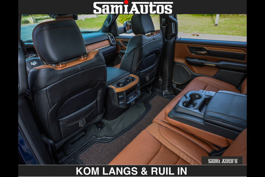 Dodge Ram LONGHORN BRUIN LEDER 5,7L V8 HEMI | VIRTUAL | HEAD UP | PANODAK | LUCHTVERING | BOM VOL | DC | 402 PK | CREW CAB | DUBBELE CABINE | 4X4 | 5 PERSOONS | GRIJSKENTEKEN | LIMITED