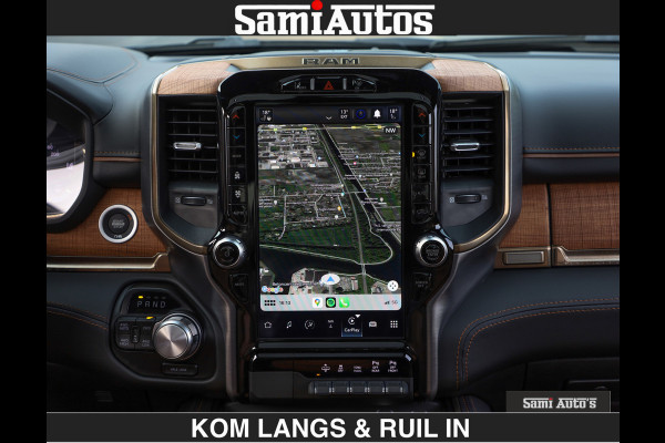 Dodge Ram LONGHORN BRUIN LEDER 5,7L V8 HEMI | VIRTUAL | HEAD UP | PANODAK | LUCHTVERING | BOM VOL | DC | 402 PK | CREW CAB | DUBBELE CABINE | 4X4 | 5 PERSOONS | GRIJSKENTEKEN | LIMITED