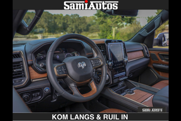 Dodge Ram LONGHORN BRUIN LEDER 5,7L V8 HEMI | VIRTUAL | HEAD UP | PANODAK | LUCHTVERING | BOM VOL | DC | 402 PK | CREW CAB | DUBBELE CABINE | 4X4 | 5 PERSOONS | GRIJSKENTEKEN | LIMITED
