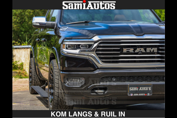 Dodge Ram LONGHORN BRUIN LEDER 5,7L V8 HEMI | VIRTUAL | HEAD UP | PANODAK | LUCHTVERING | BOM VOL | DC | 402 PK | CREW CAB | DUBBELE CABINE | 4X4 | 5 PERSOONS | GRIJSKENTEKEN | LIMITED