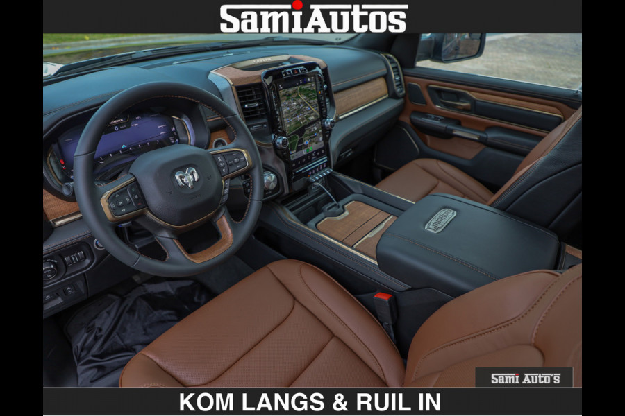 Dodge Ram LONGHORN BRUIN LEDER 5,7L V8 HEMI | VIRTUAL | HEAD UP | PANODAK | LUCHTVERING | BOM VOL | DC | 402 PK | CREW CAB | DUBBELE CABINE | 4X4 | 5 PERSOONS | GRIJSKENTEKEN | LIMITED