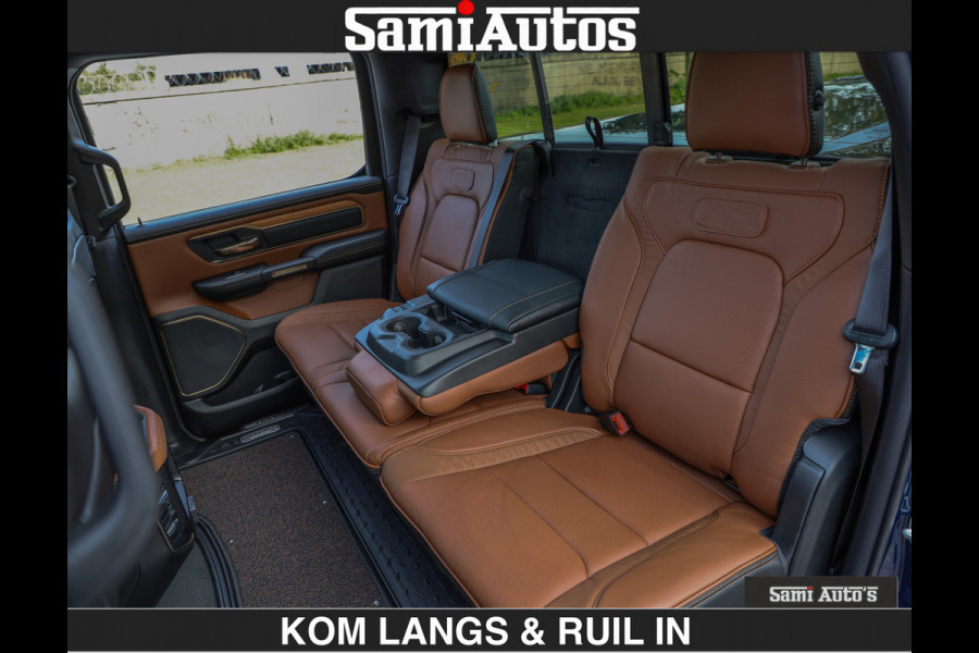 Dodge Ram LONGHORN BRUIN LEDER 5,7L V8 HEMI | VIRTUAL | HEAD UP | PANODAK | LUCHTVERING | BOM VOL | DC | 402 PK | CREW CAB | DUBBELE CABINE | 4X4 | 5 PERSOONS | GRIJSKENTEKEN | LIMITED