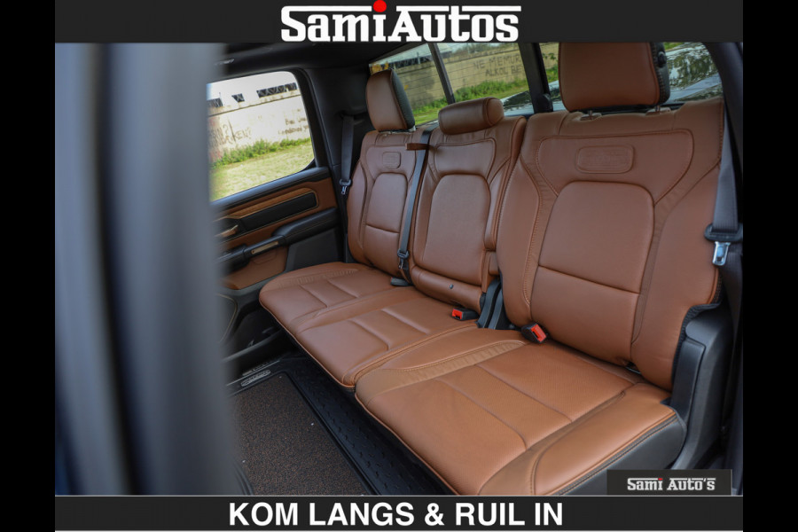 Dodge Ram LONGHORN BRUIN LEDER 5,7L V8 HEMI | VIRTUAL | HEAD UP | PANODAK | LUCHTVERING | BOM VOL | DC | 402 PK | CREW CAB | DUBBELE CABINE | 4X4 | 5 PERSOONS | GRIJSKENTEKEN | LIMITED