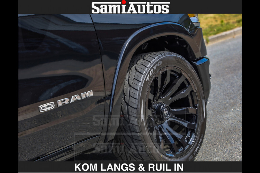 Dodge Ram LONGHORN BRUIN LEDER 5,7L V8 HEMI | VIRTUAL | HEAD UP | PANODAK | LUCHTVERING | BOM VOL | DC | 402 PK | CREW CAB | DUBBELE CABINE | 4X4 | 5 PERSOONS | GRIJSKENTEKEN | LIMITED