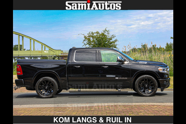 Dodge Ram LONGHORN BRUIN LEDER 5,7L V8 HEMI | VIRTUAL | HEAD UP | PANODAK | LUCHTVERING | BOM VOL | DC | 402 PK | CREW CAB | DUBBELE CABINE | 4X4 | 5 PERSOONS | GRIJSKENTEKEN | LIMITED