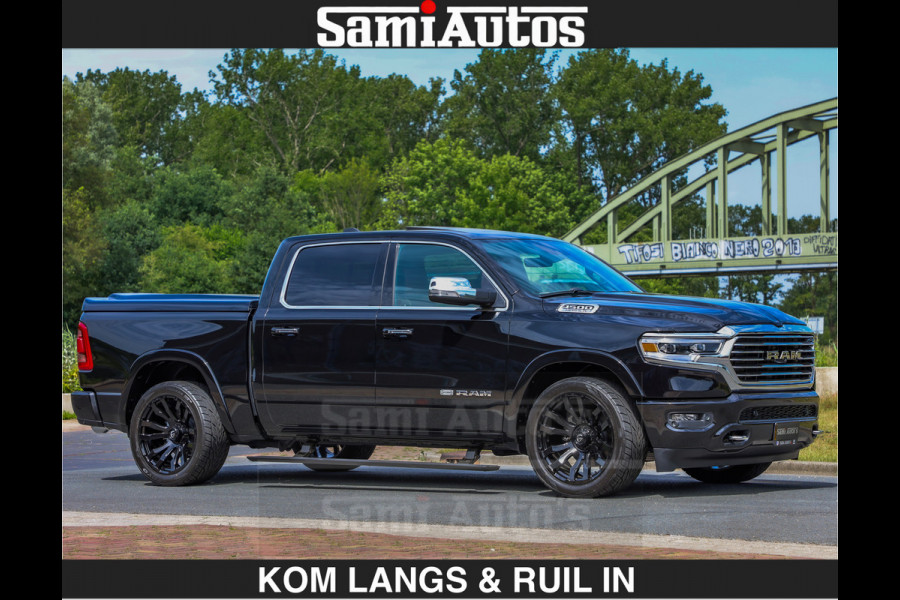 Dodge Ram LONGHORN BRUIN LEDER 5,7L V8 HEMI | VIRTUAL | HEAD UP | PANODAK | LUCHTVERING | BOM VOL | DC | 402 PK | CREW CAB | DUBBELE CABINE | 4X4 | 5 PERSOONS | GRIJSKENTEKEN | LIMITED