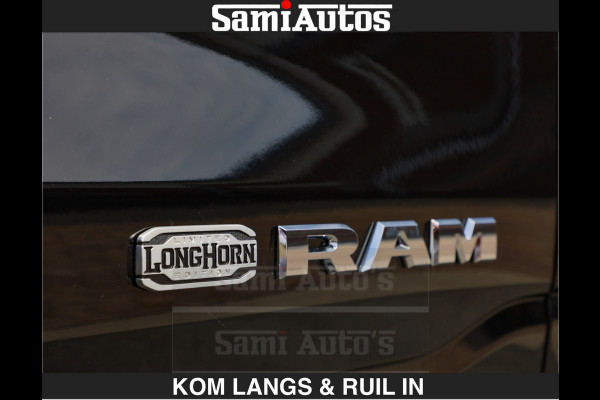 Dodge Ram LONGHORN BRUIN LEDER 5,7L V8 HEMI | VIRTUAL | HEAD UP | PANODAK | LUCHTVERING | BOM VOL | DC | 402 PK | CREW CAB | DUBBELE CABINE | 4X4 | 5 PERSOONS | GRIJSKENTEKEN | LIMITED