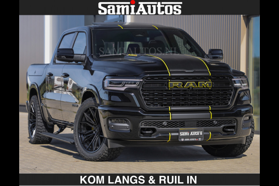 Dodge Ram Limited Night H.O 540HP 706Nm | Massage + Full Option | De Meest Luxe en Volle Pick-Up in zijn Klasse | Comfortabele Dubbele Cabine met Royale 5 Zitplaatsen | BPM vrij | Nu Leverbaar uit Voorraad | Voorraad Nr 2356 - 0990 | De specialist in Amerikaanse pick‑ups in Nederland en Europa.