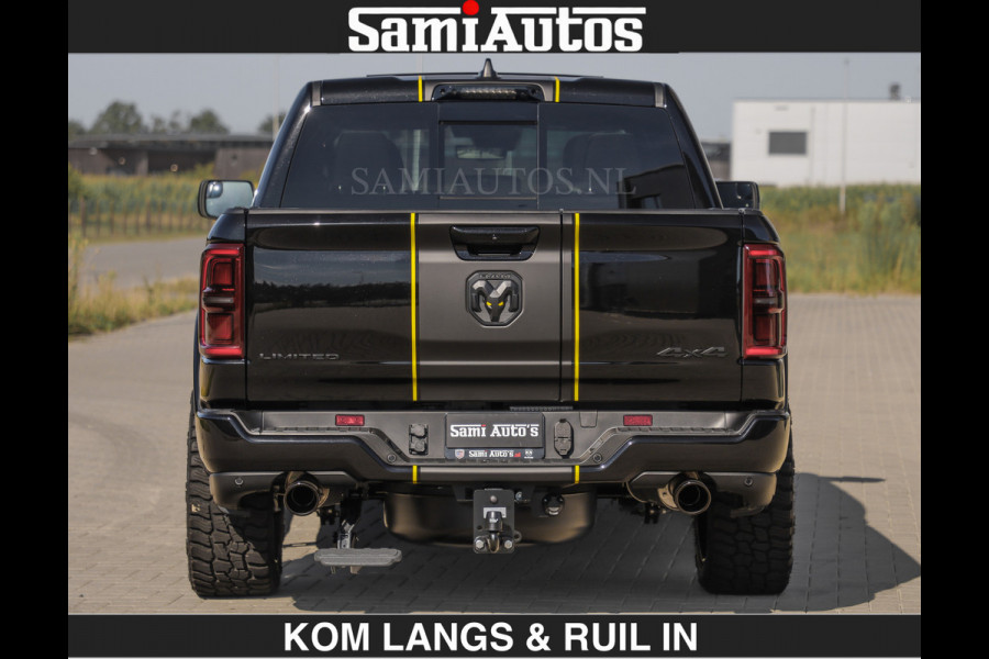 Dodge Ram Limited Night H.O 540HP 706Nm | Massage + Full Option | De Meest Luxe en Volle Pick-Up in zijn Klasse | Comfortabele Dubbele Cabine met Royale 5 Zitplaatsen | BPM vrij | Nu Leverbaar uit Voorraad | Voorraad Nr 2356 - 0990 | De specialist in Amerikaanse pick‑ups in Nederland en Europa.