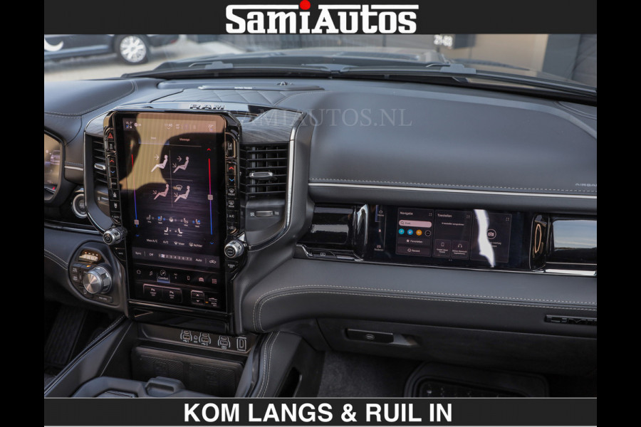 Dodge Ram Limited Night H.O 540HP 706Nm | Massage + Full Option | De Meest Luxe en Volle Pick-Up in zijn Klasse | Comfortabele Dubbele Cabine met Royale 5 Zitplaatsen | BPM vrij | Nu Leverbaar uit Voorraad | Voorraad Nr 2356 - 0990 | De specialist in Amerikaanse pick‑ups in Nederland en Europa.