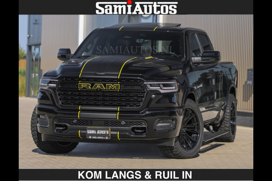 Dodge Ram Limited Night H.O 540HP 706Nm | Massage + Full Option | De Meest Luxe en Volle Pick-Up in zijn Klasse | Comfortabele Dubbele Cabine met Royale 5 Zitplaatsen | BPM vrij | Nu Leverbaar uit Voorraad | Voorraad Nr 2356 - 0990 | De specialist in Amerikaanse pick‑ups in Nederland en Europa.