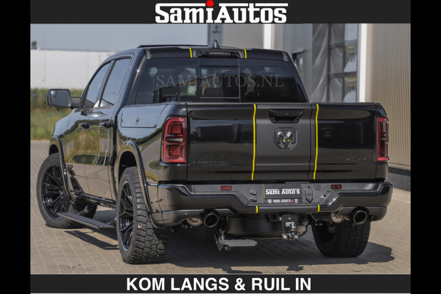 Dodge Ram Limited Night H.O 540HP 706Nm | Massage + Full Option | De Meest Luxe en Volle Pick-Up in zijn Klasse | Comfortabele Dubbele Cabine met Royale 5 Zitplaatsen | BPM vrij | Nu Leverbaar uit Voorraad | Voorraad Nr 2356 - 0990 | De specialist in Amerikaanse pick‑ups in Nederland en Europa.