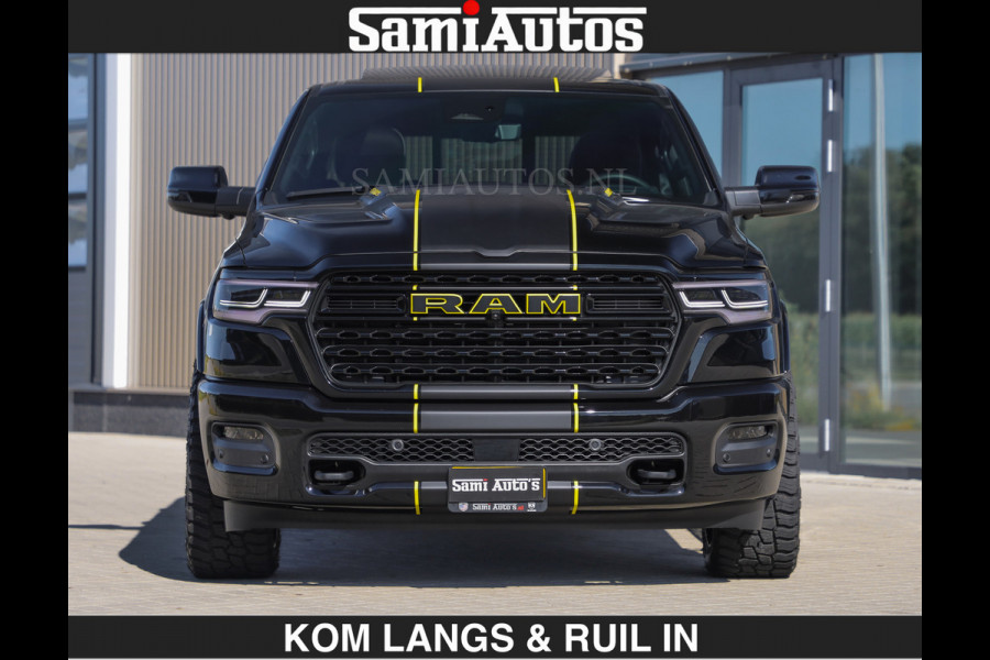 Dodge Ram Limited Night H.O 540HP 706Nm | Massage + Full Option | De Meest Luxe en Volle Pick-Up in zijn Klasse | Comfortabele Dubbele Cabine met Royale 5 Zitplaatsen | BPM vrij | Nu Leverbaar uit Voorraad | Voorraad Nr 2356 - 0990 | De specialist in Amerikaanse pick‑ups in Nederland en Europa.