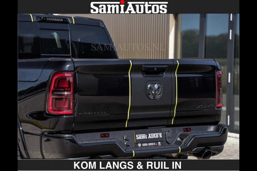 Dodge Ram Limited Night H.O 540HP 706Nm | Massage + Full Option | De Meest Luxe en Volle Pick-Up in zijn Klasse | Comfortabele Dubbele Cabine met Royale 5 Zitplaatsen | BPM vrij | Nu Leverbaar uit Voorraad | Voorraad Nr 2356 - 0990 | De specialist in Amerikaanse pick‑ups in Nederland en Europa.