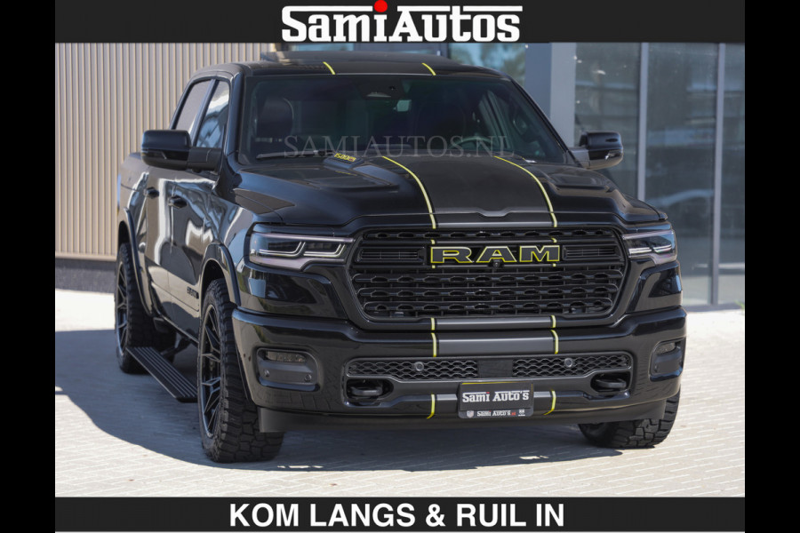 Dodge Ram Limited Night H.O 540HP 706Nm | Massage + Full Option | De Meest Luxe en Volle Pick-Up in zijn Klasse | Comfortabele Dubbele Cabine met Royale 5 Zitplaatsen | BPM vrij | Nu Leverbaar uit Voorraad | Voorraad Nr 2356 - 0990 | De specialist in Amerikaanse pick‑ups in Nederland en Europa.