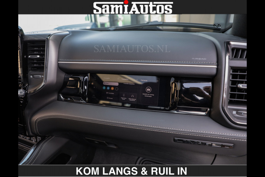 Dodge Ram Limited Night H.O 540HP 706Nm | Massage + Full Option | De Meest Luxe en Volle Pick-Up in zijn Klasse | Comfortabele Dubbele Cabine met Royale 5 Zitplaatsen | BPM vrij | Nu Leverbaar uit Voorraad | Voorraad Nr 2356 - 0990 | De specialist in Amerikaanse pick‑ups in Nederland en Europa.
