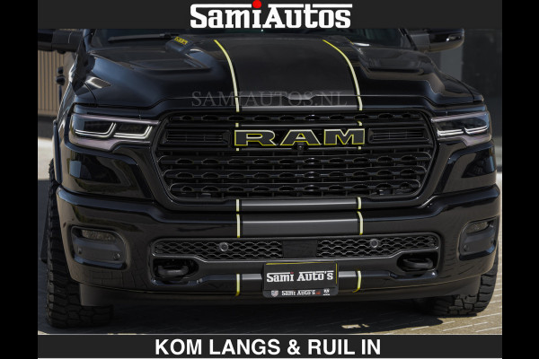Dodge Ram Limited Night H.O 540HP 706Nm | Massage + Full Option | De Meest Luxe en Volle Pick-Up in zijn Klasse | Comfortabele Dubbele Cabine met Royale 5 Zitplaatsen | BPM vrij | Nu Leverbaar uit Voorraad | Voorraad Nr 2356 - 0990 | De specialist in Amerikaanse pick‑ups in Nederland en Europa.