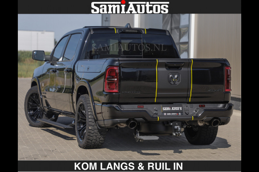 Dodge Ram Limited Night H.O 540HP 706Nm | Massage + Full Option | De Meest Luxe en Volle Pick-Up in zijn Klasse | Comfortabele Dubbele Cabine met Royale 5 Zitplaatsen | BPM vrij | Nu Leverbaar uit Voorraad | Voorraad Nr 2356 - 0990 | De specialist in Amerikaanse pick‑ups in Nederland en Europa.