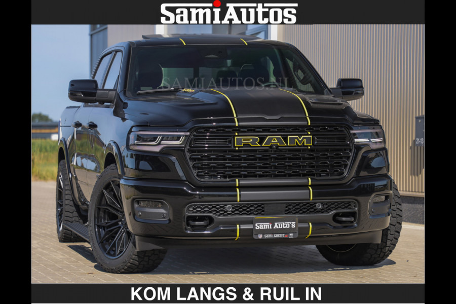 Dodge Ram Limited Night H.O 540HP 706Nm | Massage + Full Option | De Meest Luxe en Volle Pick-Up in zijn Klasse | Comfortabele Dubbele Cabine met Royale 5 Zitplaatsen | BPM vrij | Nu Leverbaar uit Voorraad | Voorraad Nr 2356 - 0990 | De specialist in Amerikaanse pick‑ups in Nederland en Europa.