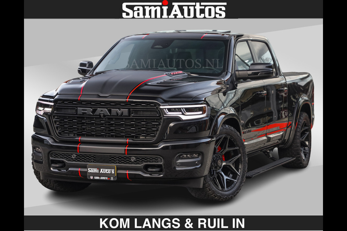 Dodge Ram LIMITED 2026 5.7 V8 HEMI | MAXIMAAL UITGERUST | DUBBELE CABINE | 5 PERSOONS | DC | Allernieuwste Limited uitvoering – volledig uitgerust met alle opties, inclusief MWK en normale laadbak.