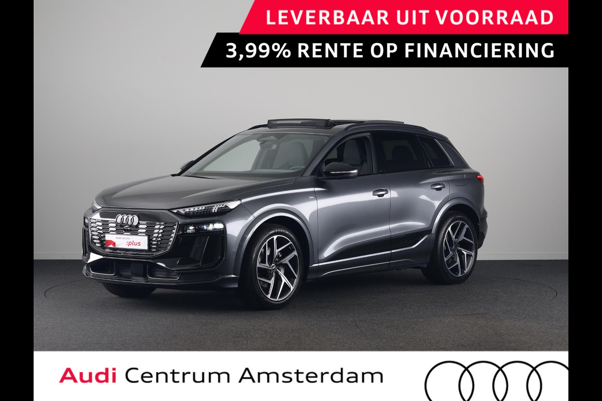 Audi Q6 e-tron S edition 83 Kwh 252 pk | Glazen panoramadak | Trekhaak, mechanisch draaibaar | Exterieurpakket zwart | Warmtewerend glas donker tint |