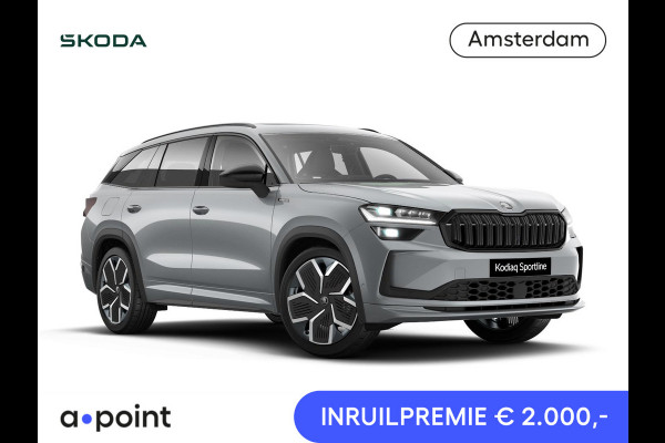 Škoda Kodiaq 1.5 TSI PHEV Sportline Business 204 pk 6 versn. DSG | Comfort Pakket | Panorama Dak | Dynamic Chassis Control Pakket | Head-up display | Parkeer Pakket | Trekhaak | Winter Pakket | Velgen: 20" lichtmetalen velgen Rila aero, antraciet zwart