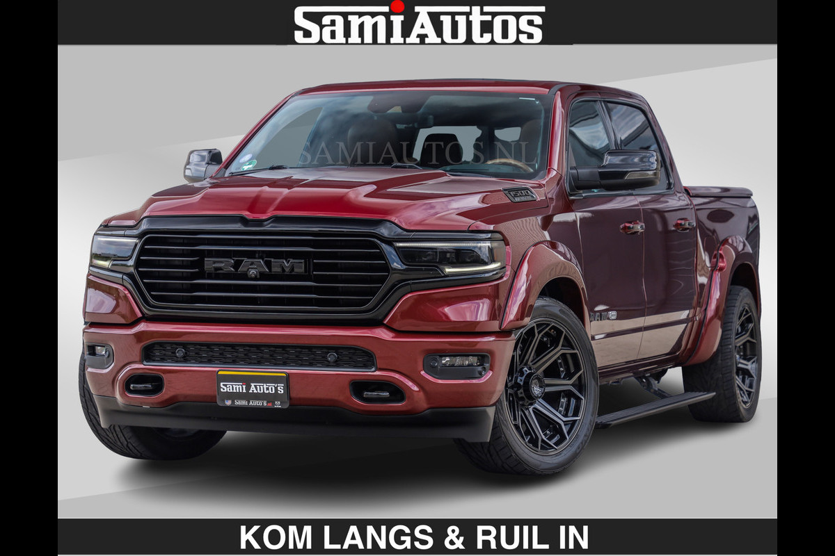 Dodge Ram LONGHORN | WIDE BODY | 5.7 V8 | BREDE WIELEN | BOM VOL | HUD | BRUIN LEDER | LUCHTVERING | PANODAK | RONDOM CAMERA | OPEN UITLAA DUBBELE CABINE | 5 PERSOONS | CREW CAB DC | SPECIAL ONE | DEALER ONDERHOUDEN | Eerste eigenaar |