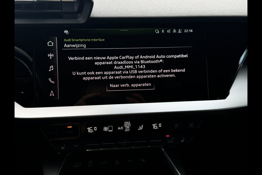 Audi A3 Sportback 45 TFSI e S-line | Matrix | Camera | Carplay | Dodehoek | Elektr. achterklep | Virtual | Black Optic