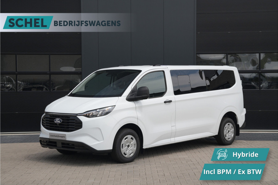 Ford Transit Custom 340 2.5 PHEV L2H1 Kombi Trend 9 zits - Carplay - Camera - Navigatie - Airco achterin - Verwarmd stuurwiel - Rijklaar