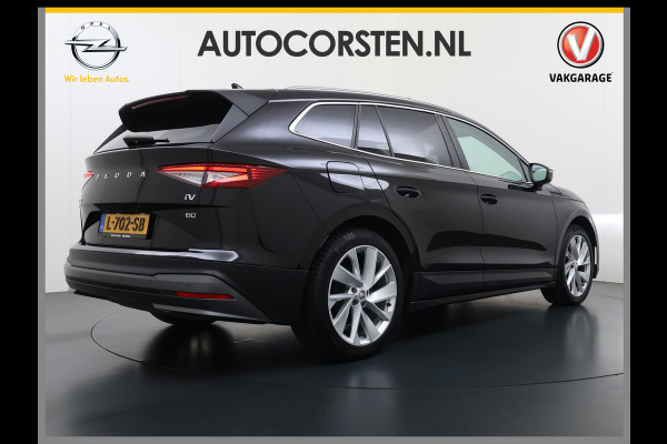 Škoda ENYAQ iV 80 Warmtepomp Panoramadak Adap.Cruise 3-Zone Ecc Camera Stoel+Stuurverwarming Draadloze telefoonlader Elek.Achterklep Keyless Matrix Led File assistent Lmv 20"